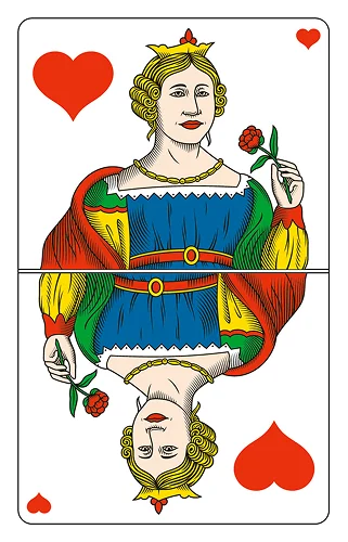 Herz Dame, Französische Jasskarte
